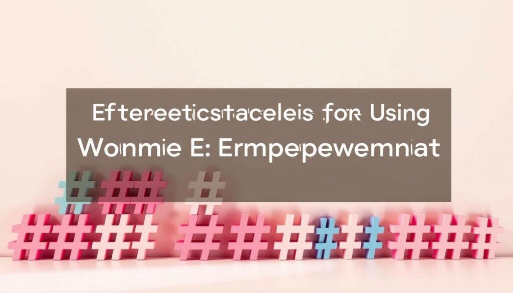 A beautifully designed graphic featuring a sleek, minimalist aesthetic. In the foreground, a neatly arranged grid of various colored hashtags, each representing a different aspect of women's empowerment. The midground showcases a central, prominently displayed hashtag in a bold, modern typeface, the focal point of the image. The background is a clean, neutral palette, allowing the hashtags to stand out and capture the viewer's attention. The lighting is soft and directional, creating depth and dimension. The overall composition is balanced and visually appealing, conveying a sense of professionalism and sophistication, perfectly suited to illustrate the "Effective Strategies for Using Women Empowerment Hashtags" section of the article.